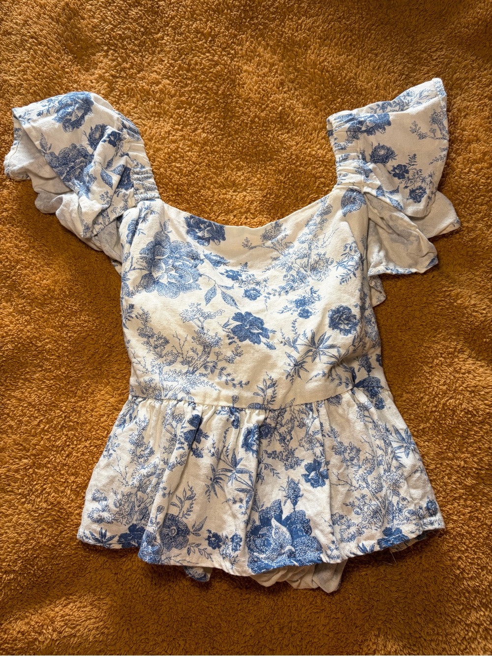 Whimsy White & Blue Floral Tank Top